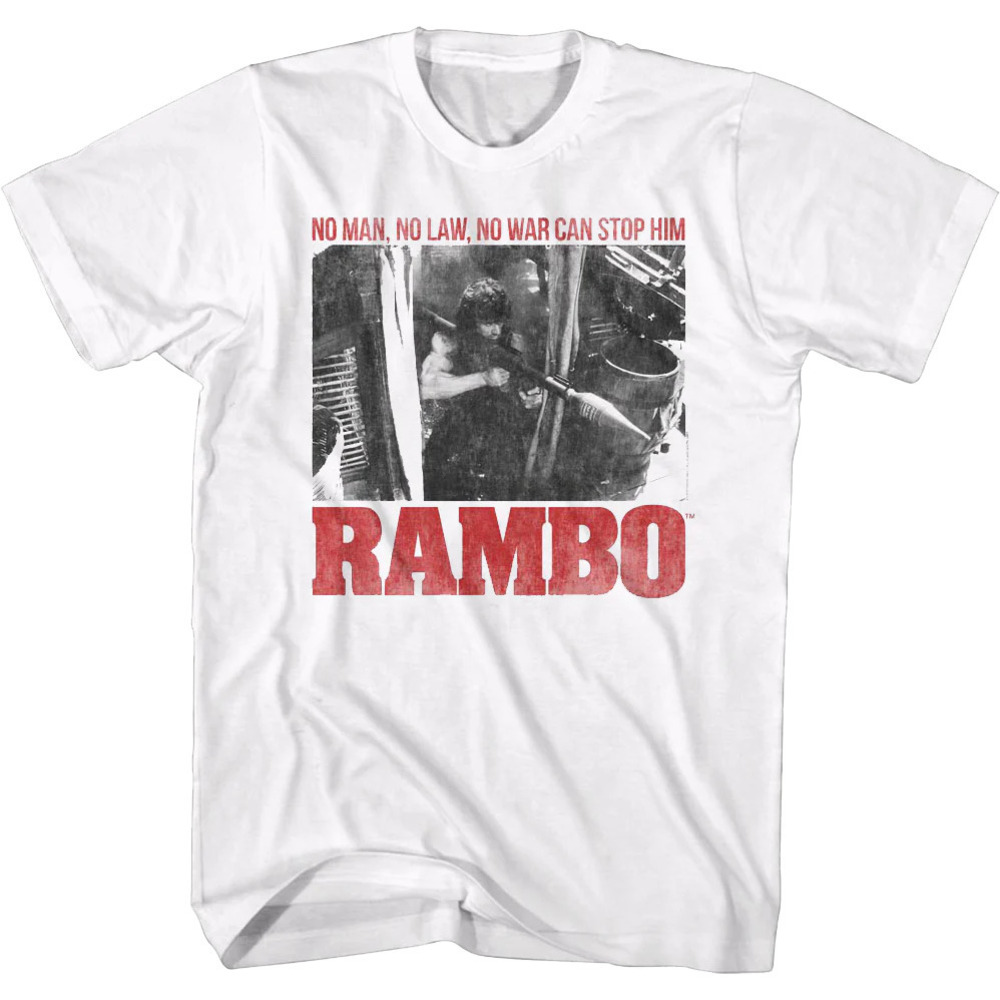No Man No Law No War Can Stop Him Rambo Tshirt